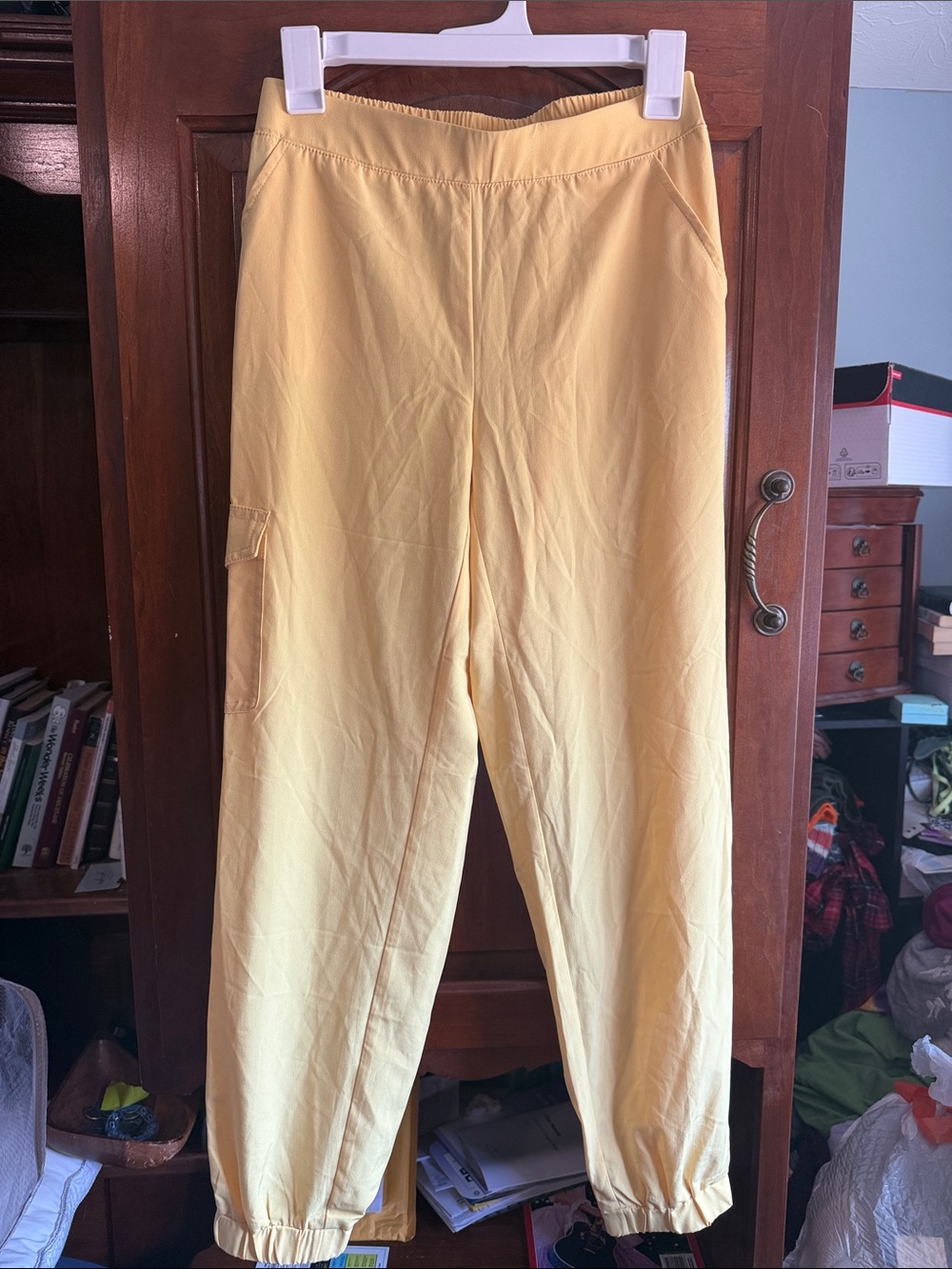 Sunday Yellow Elastic Waist Cargo Jogger Pants